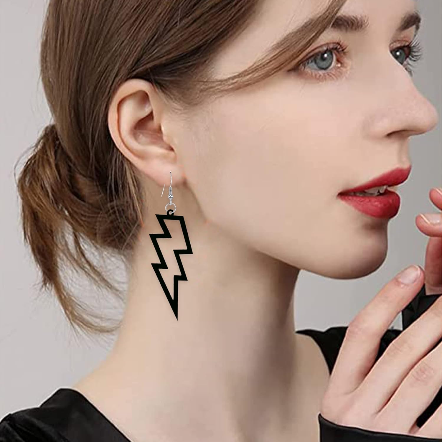 Lighting Neon Earrings Acrylic Exaggerated Lightning Bolt Dangle Drop Pendant Vintage Earrings Halloween Retro 80 90 Party Costume Accessories Jewelry for Women - Image 3