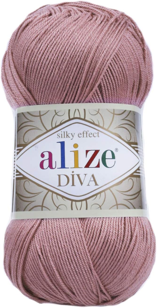 Alize Diva Silky Effect Hand Knitting Yarn Microfiber Acrylic Yarn Thread Crochet Art Lace Craft Lot of 5 skeins 500gr 1915 yds Hand Knitting Yarn (354-Rose)