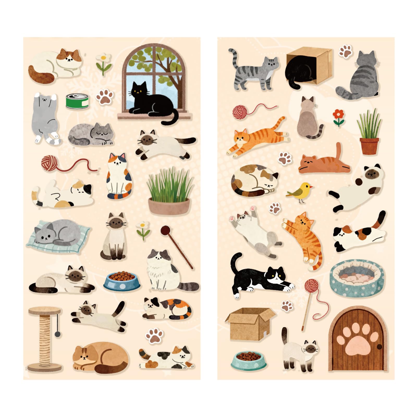 Cartoon Kitten Animal Sticker Scrapbooking Decorative Sticker for Journal Notebook Phone Cover Laptop Guitar Decoration Handbook Decoration