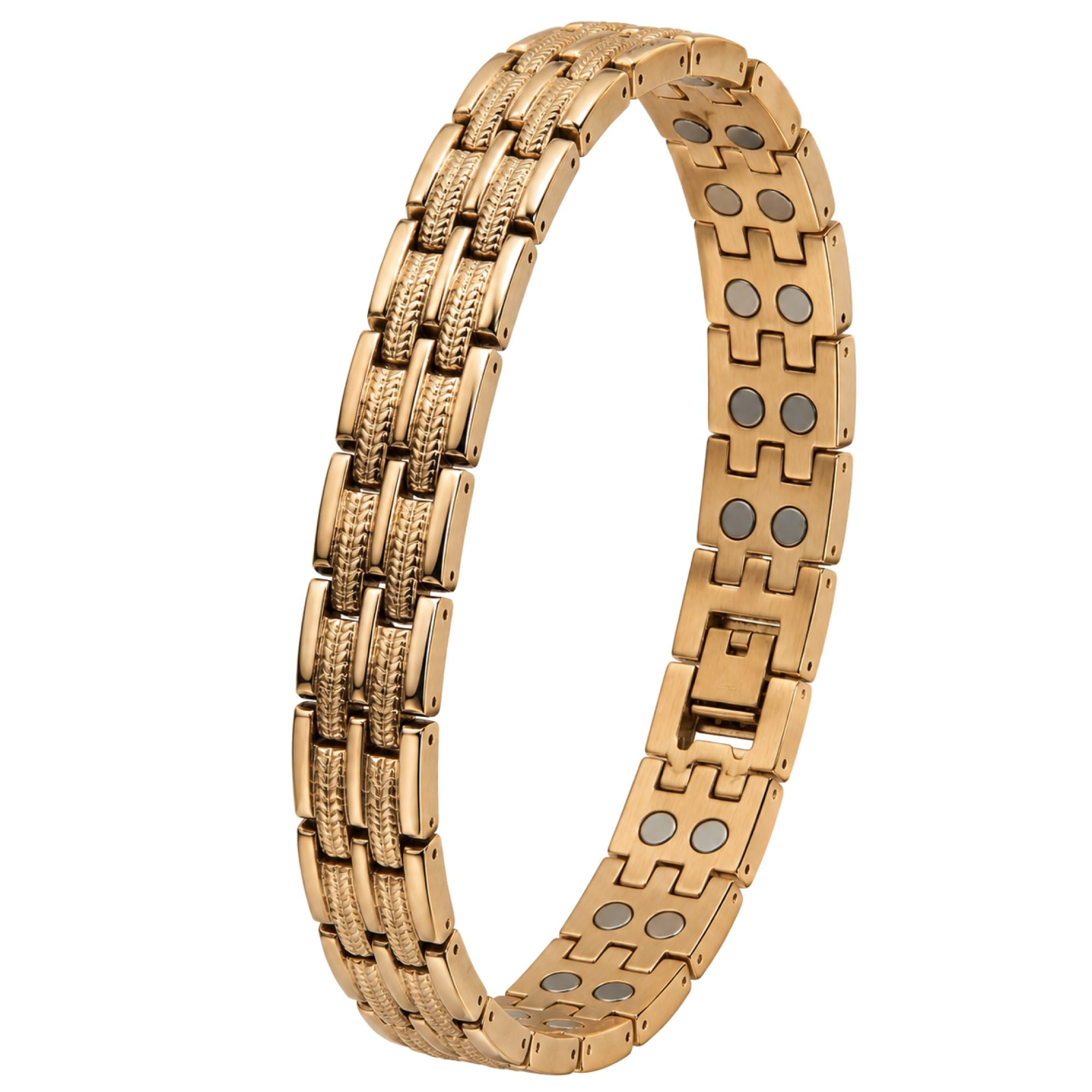 Bio Energy Magnetic Bracelet for Men & Women Germanium & Neodymium Magnet Therapy Bracelet Signature Dual-Track Link Design-image-3