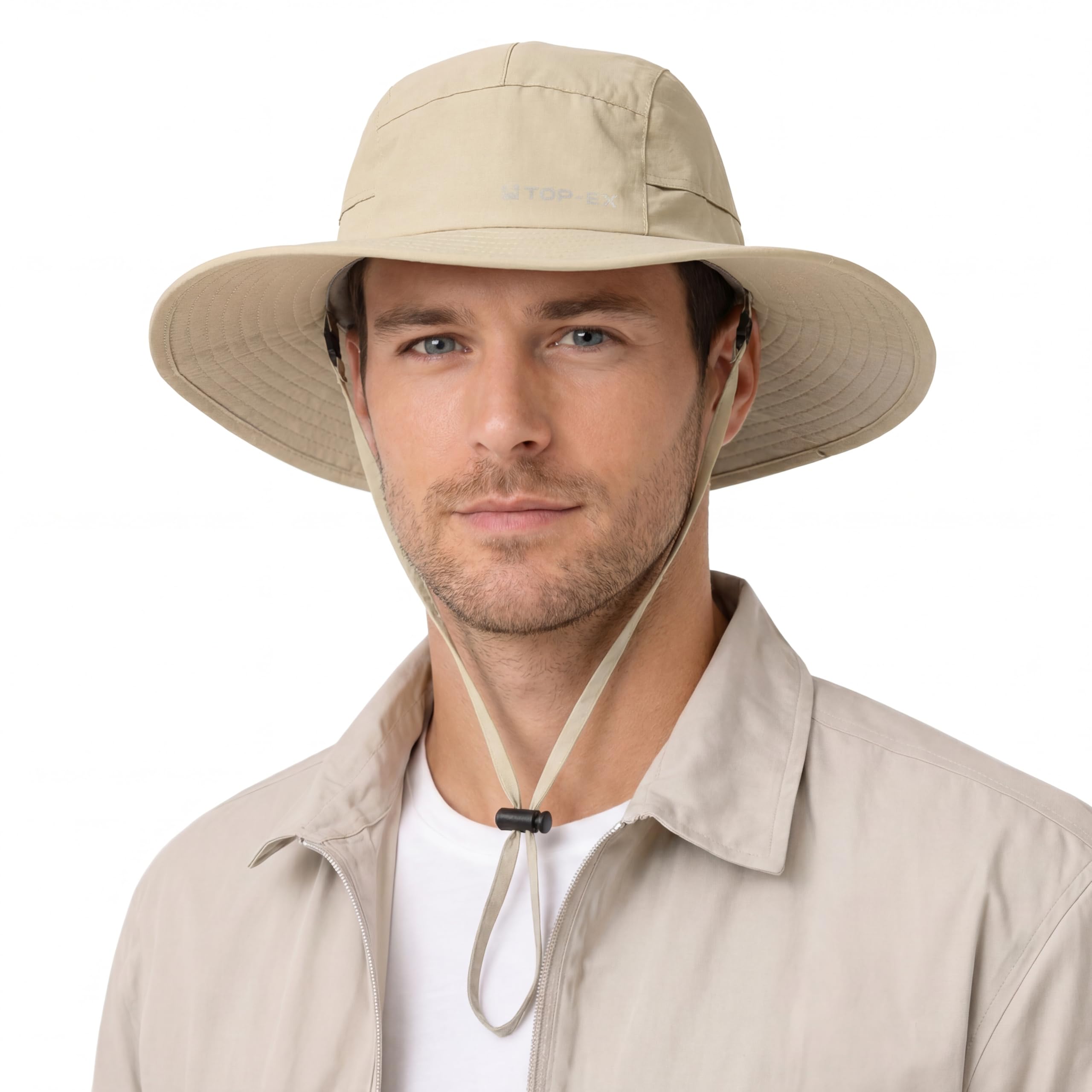 TOP-EX XL/XXL Sombrero impermeable para hombre con ala ancha, protección solar para mujer, UPF 50+, para senderismo, safari, plegable