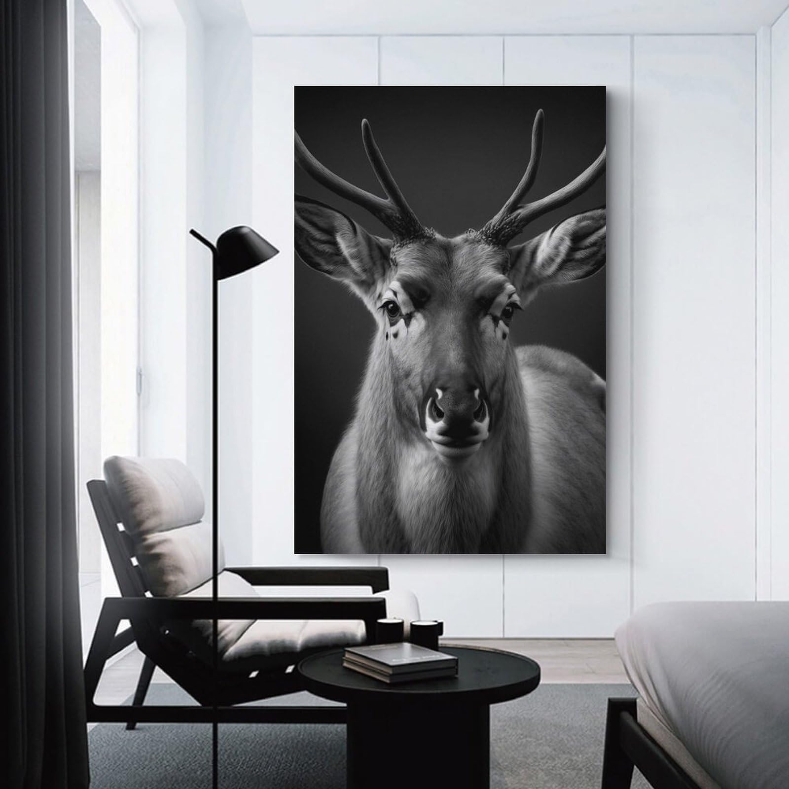Junmoney Portrait of A Caribou Hanging Wall Art 20x30inch(50x75cm), for Restful Interiors, Bedrooms Or Small Rooms, Home Artwork with A Soft Interior Feel