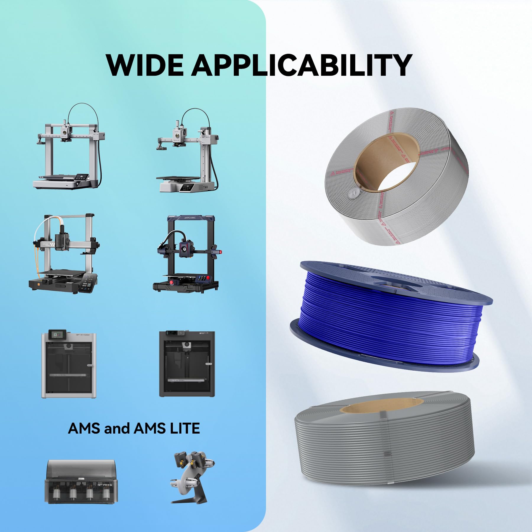 SUNLU 4KG Szybki filament ABS czarny 1,75 mm, filament do drukarki 3D ABS | 350mm/s wysoka prędkość szpula ABS, wysoka odporność na ciepło i doskonała wytrzymałość, czarny 4000g
