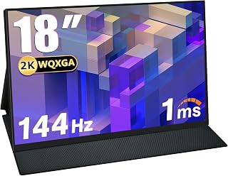 Acouto 2K モバイルモニター 18インチ 144Hz高速応答 1msゲーミングモニター HDRモード モバイルディスプレイ WQXGA 黄金比16:10 USB Type-C/HDMI【2560x1600/非光沢IPS/内蔵スピーカー/磁気カバー付き/VESA対応】