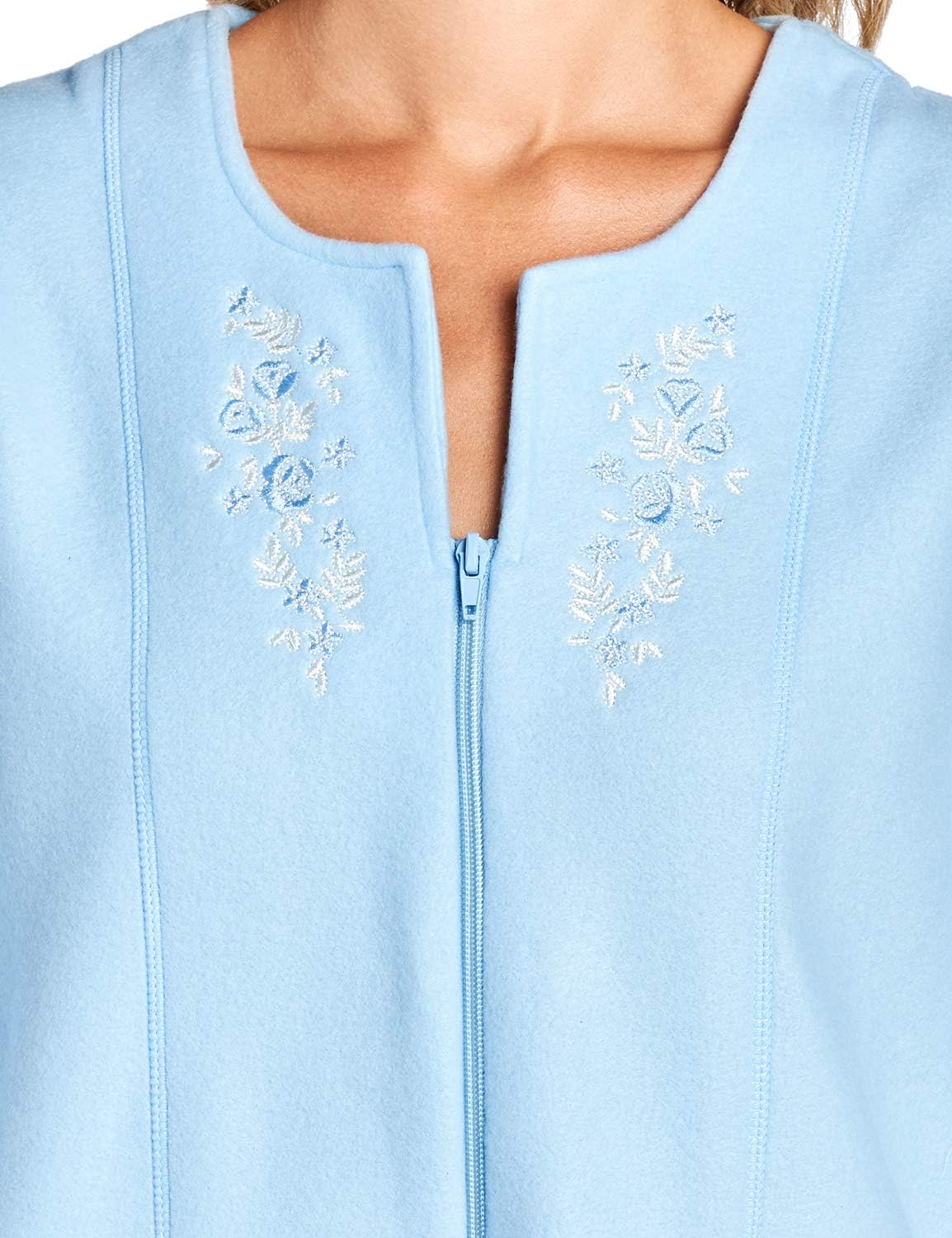 Casual Nights Women's Long Sleeve Zip Up Front Short Fleece Robe - Image 5