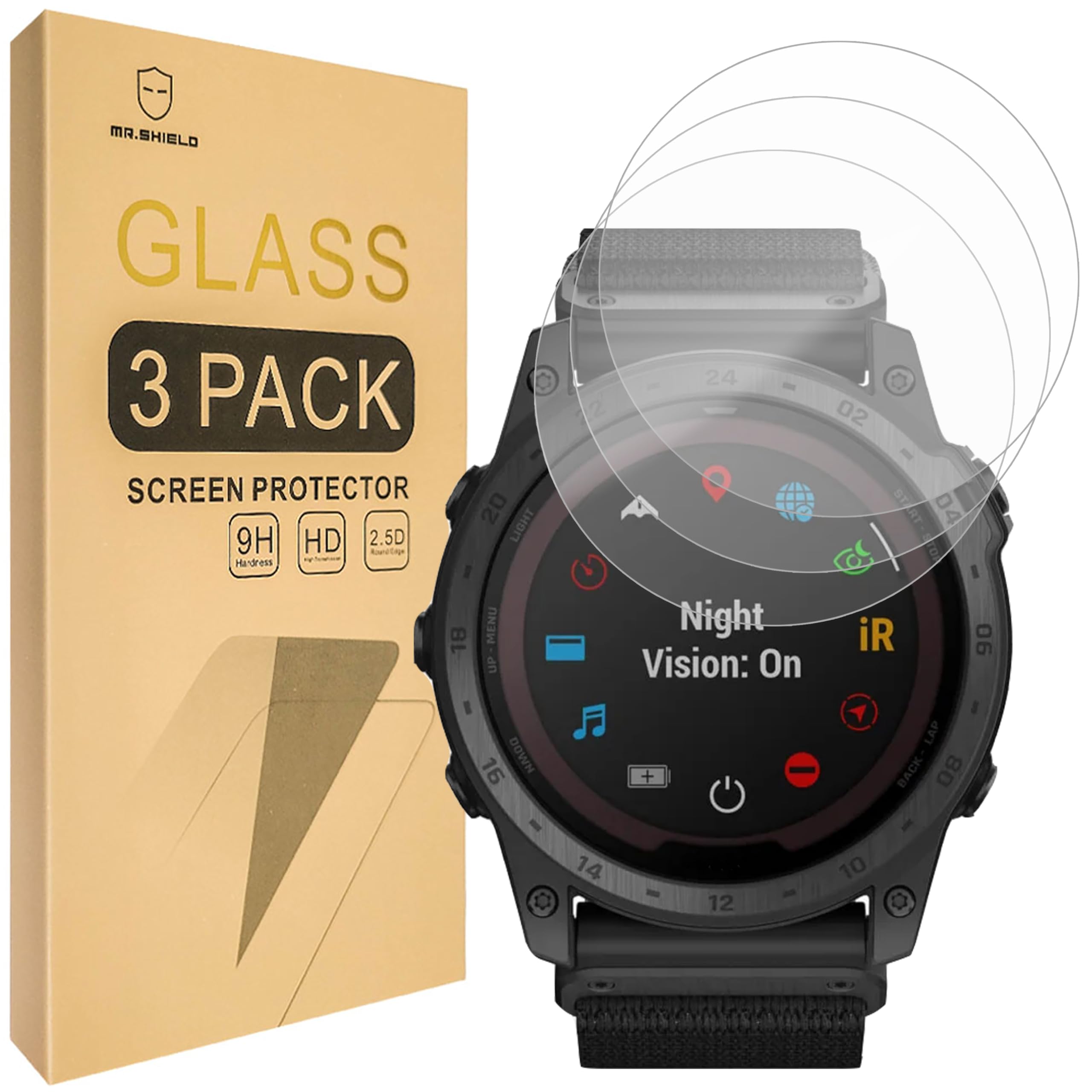 Mr.ShieldScreen Protector compatible with Garmin Tactix 7 Pro Edition [Tempered Glass] [3-PACK] [Japan Glass with 9H Hardness]