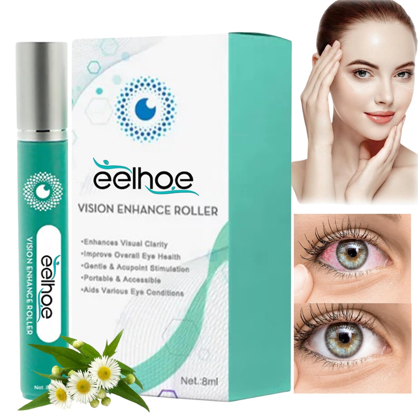 AINxtolmVis-ion Enhance Roller Med-Ilisk, 8ml Eye Massage Roller, Eye Strain Relief, Enhances Visual Clarity