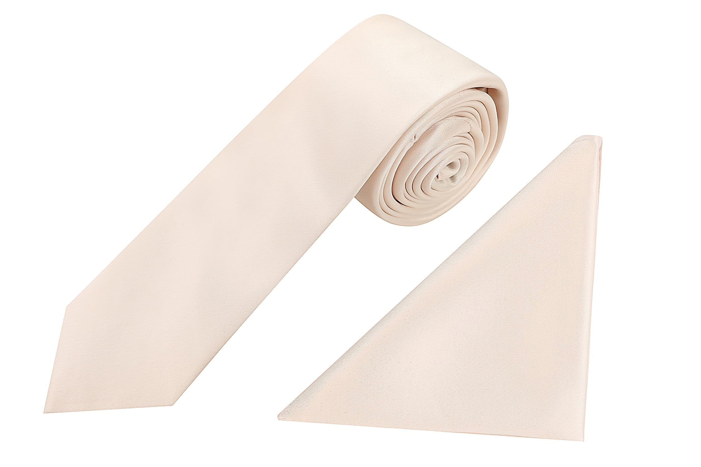 Jenson Samuel Men's Champagne Formal Premium Tie Hanky Set Striped Paisley Wedding Pocket Square/Handkercief & Tie Sets (Champagne)