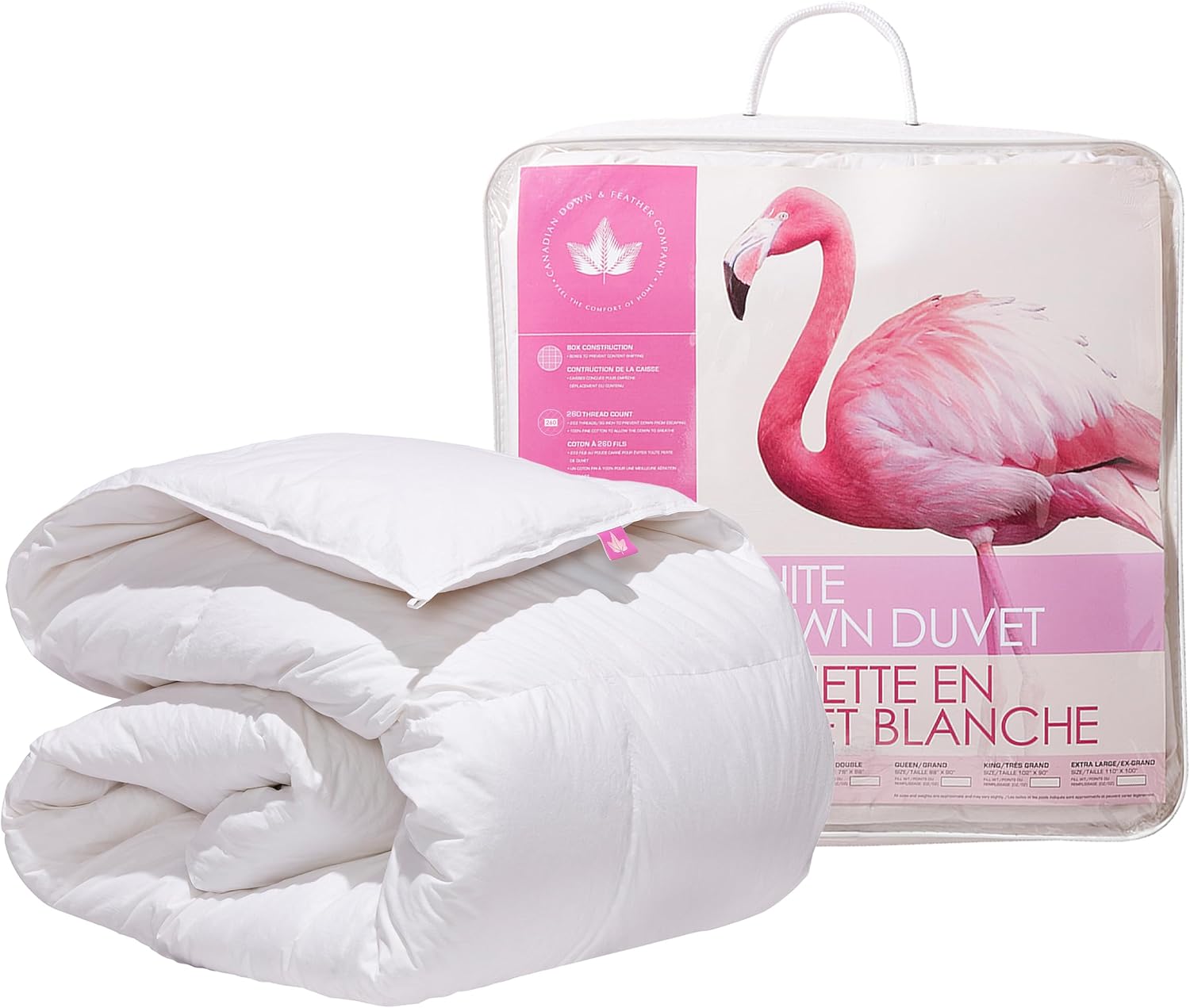 Canadian Down & Feather Co. - Summer Weight White Down Duvet Queen Size - 260 TC Shell 100% Cotton - Filled in Canada