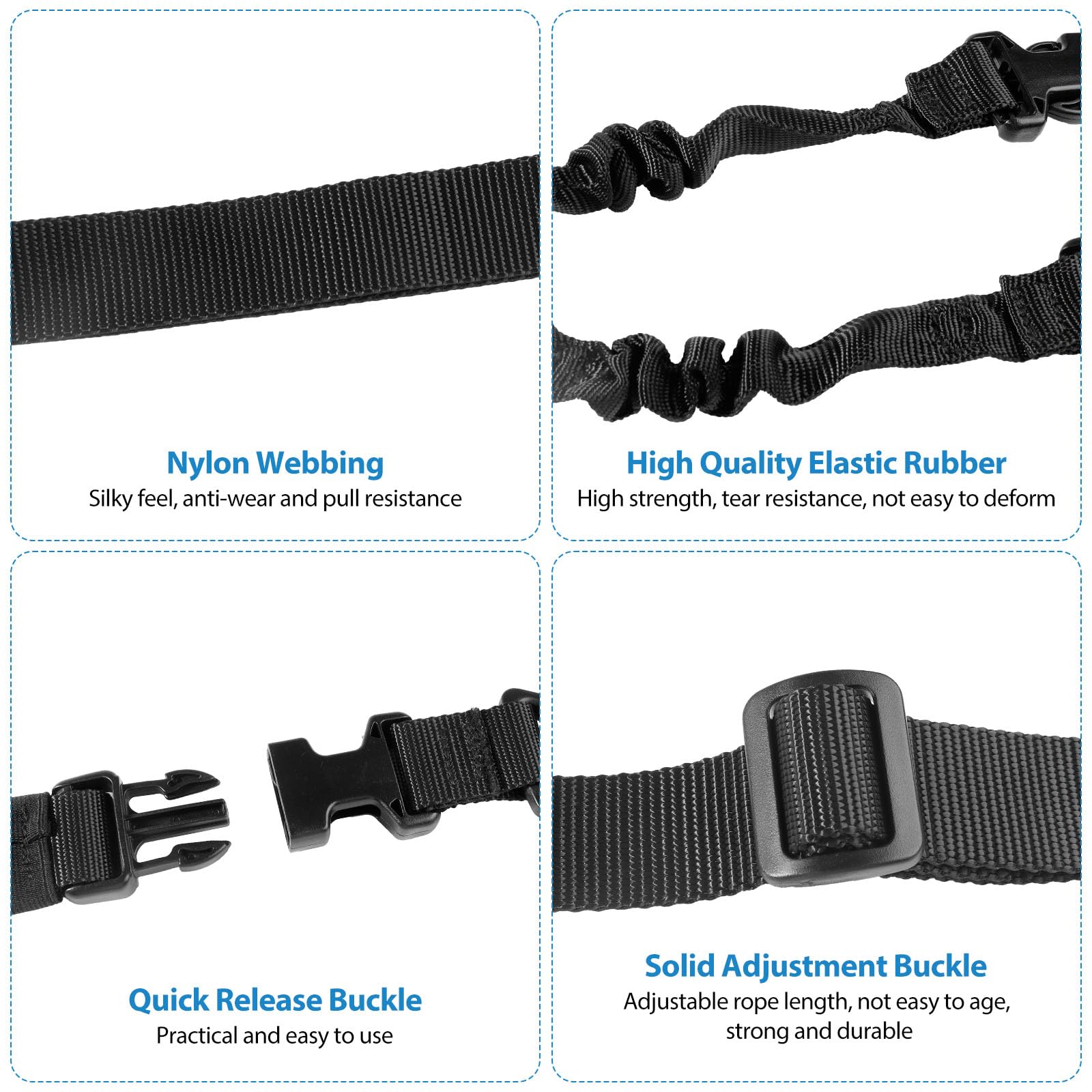 Correa Tactica 1 Punto Sling Airsoft Ajustable Eslinga Rifle Nylon Correa Táctica de Un Puntos con Gancho de Metal Hombrera Antideslizante y 2 QD Sling Swivel para Deportes al Aire Libre Caza