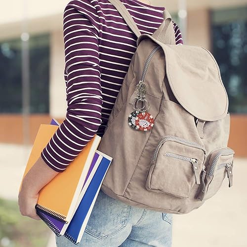 Miniatura 6 de ArtCreativity Llaveros de fichas de póquer para niños, paquete de 12, divertido mosquetón con clip para mochila, bolso, equipaje, recuerdos de