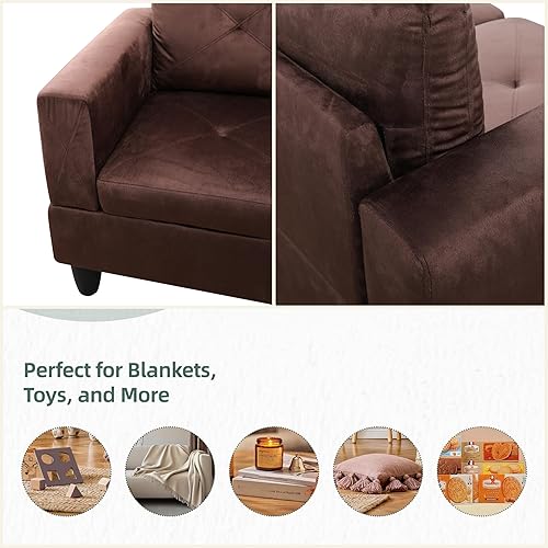 Miniatura 4 de FONTOI Sofá modular en forma de L, sofás modernos para sala de estar, cómodo sofá modular de 4 asientos con almacenamiento otomano para dormitorio,