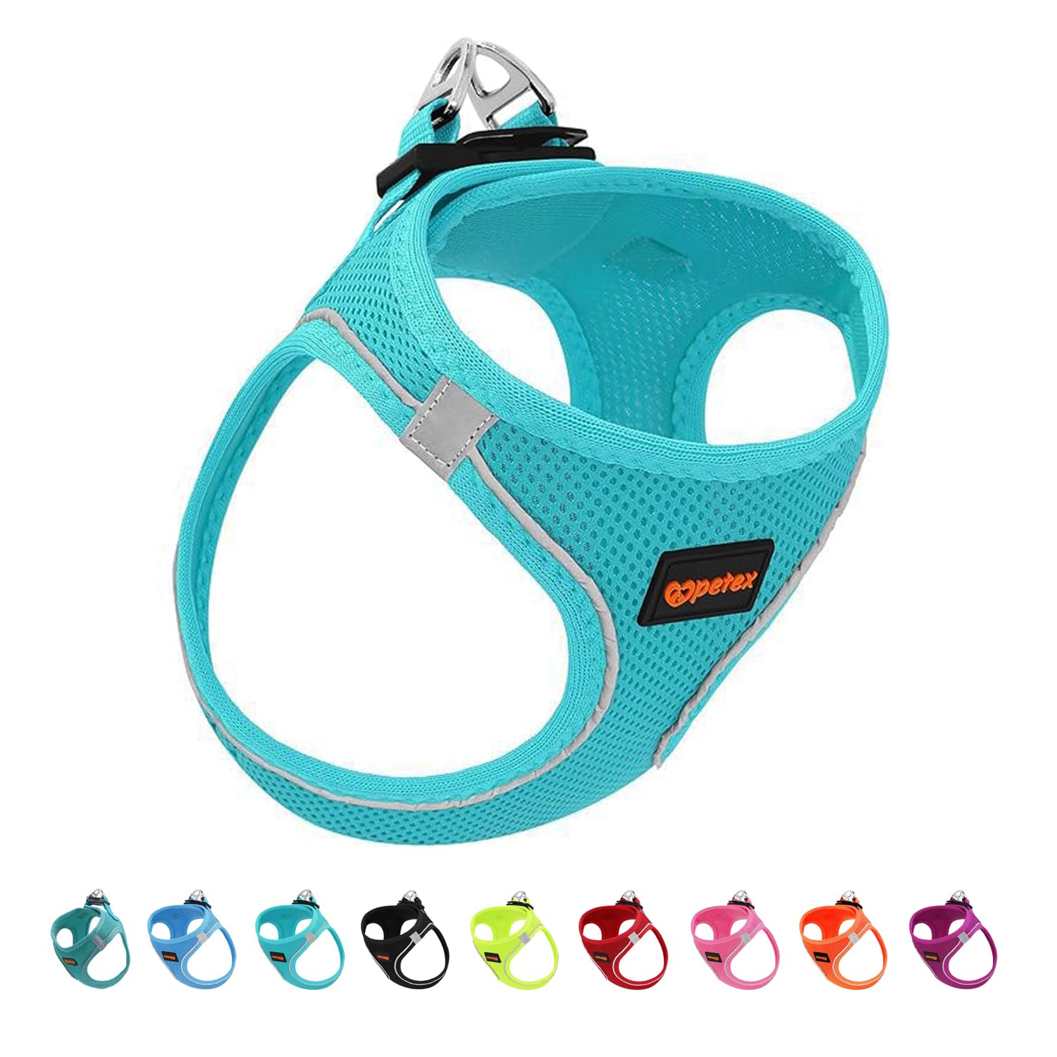 Dog Harness for Small and Medium Dogs, No Pull Medium Dog Vest Harness, Choke Free and Reflective Small Dog Harness Compatible with Car Seatbelt (Radiant Blue, M)
