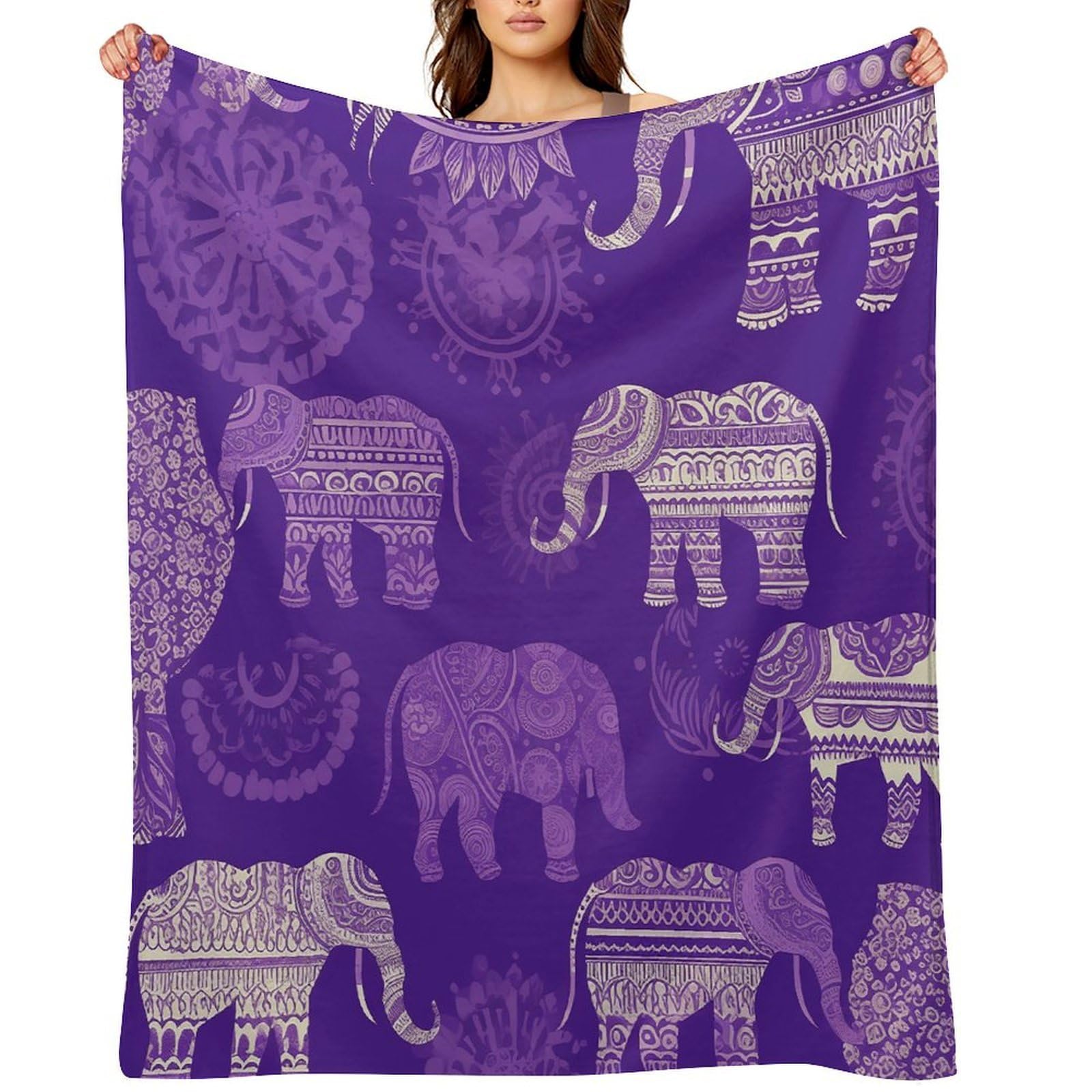 Purple Elephant Throw Blanket for Couch and Bed Super Soft Warm Lightweight Throw Blankets Cozy Fuzzy Flannel Blanket Personalized Decorative Blankets for Sofa Decor 30"x40"