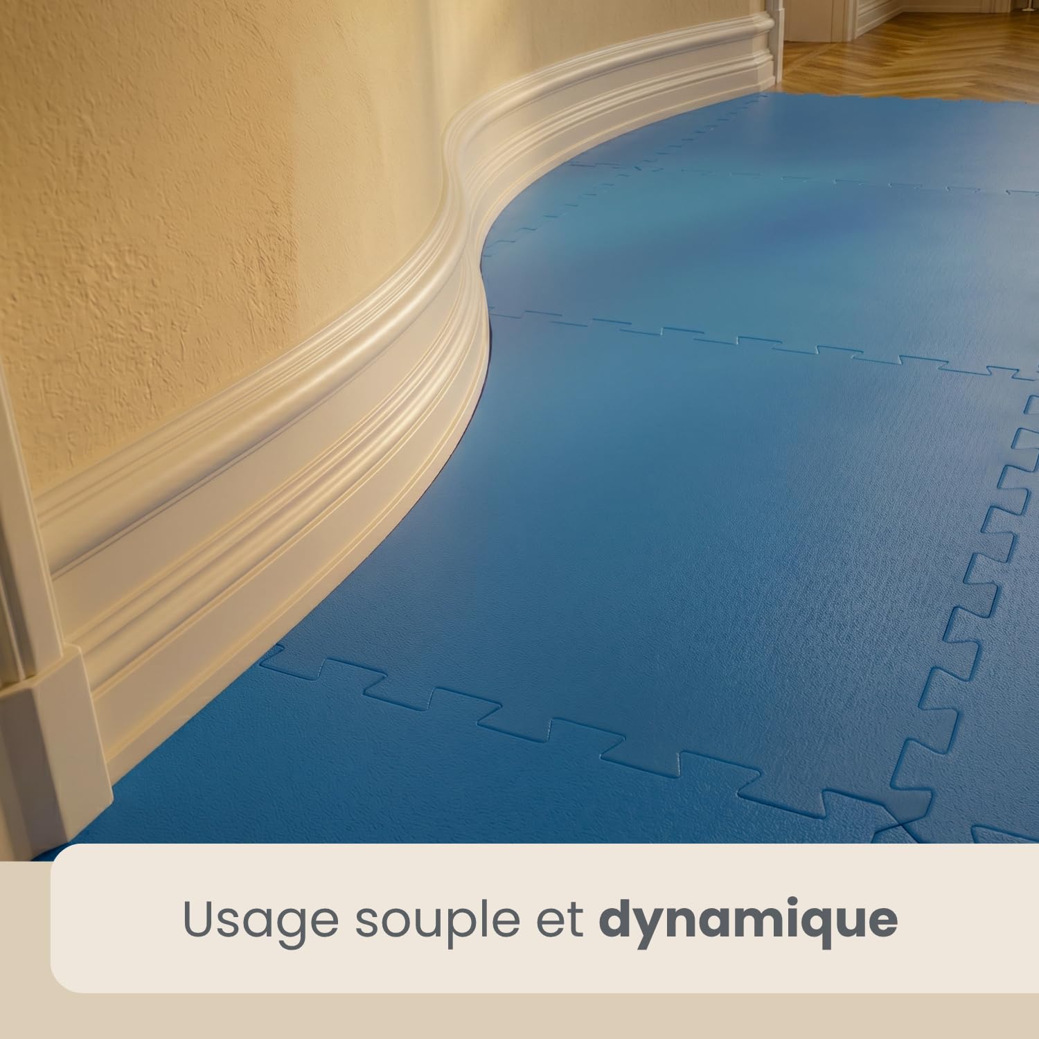 EYEPOWER Tapis Puzzle de Sport 90x90cm en Mousse EVA 25mm d'épaisseur Extensible INCL encadrement Noir Bleu