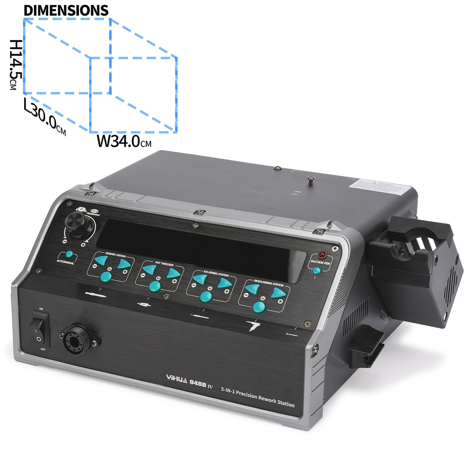 YIHUA 948D-IV 5-in-1 Stazione per Microsaldatura, Rework ad Aria Calda, Dissaldatura con Saldatore per Microsaldatura C245, Pinzette Termiche, Dissaldatura, Stazione Saldante Aria Calda 1000W(EU Plug)