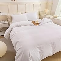 Vista 97 de ECOCOTT Juego de funda de edredón de 3 piezas, 100% algodón lavado, duradero, suave y cómodo, con cierre de cremallera, sin edredón, tamaño King