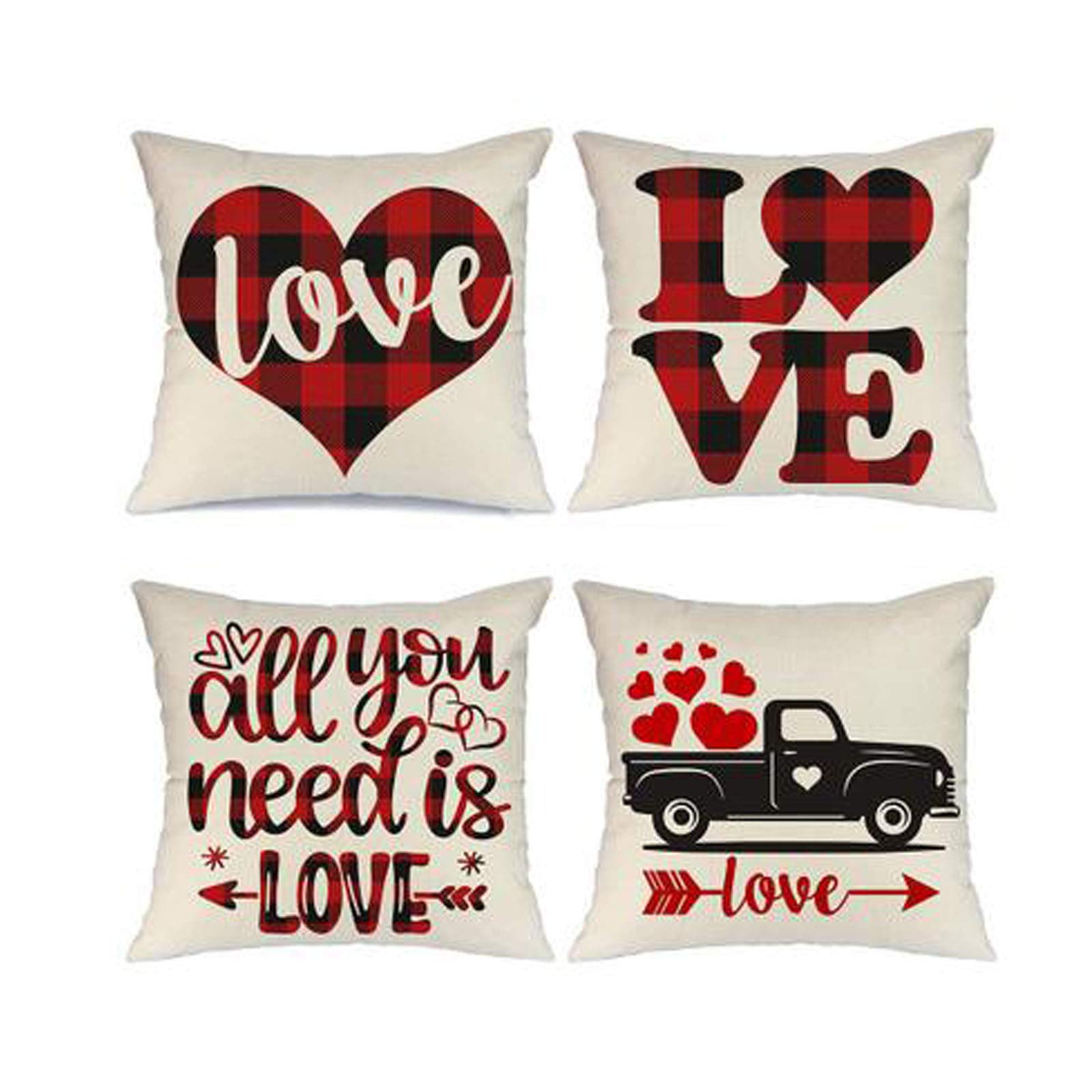 Couvre-oreillers Saint Valentin en lot de 4 pour sublimer le canapé de votre salon