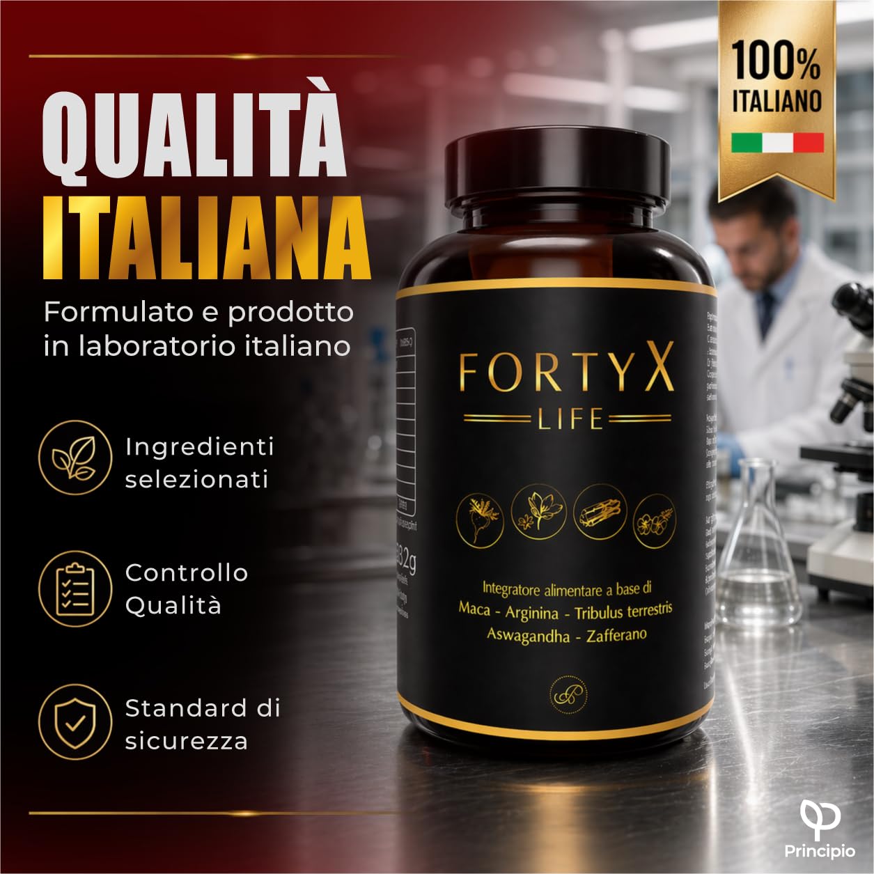 FORTYX Integratore Energia e Vitalità Uomo - Maca, Tribulus, Arginina, Citrullina, Ginseng, Ashwagandha, Zafferano, CoQ10, Zinco - 60 Capsule