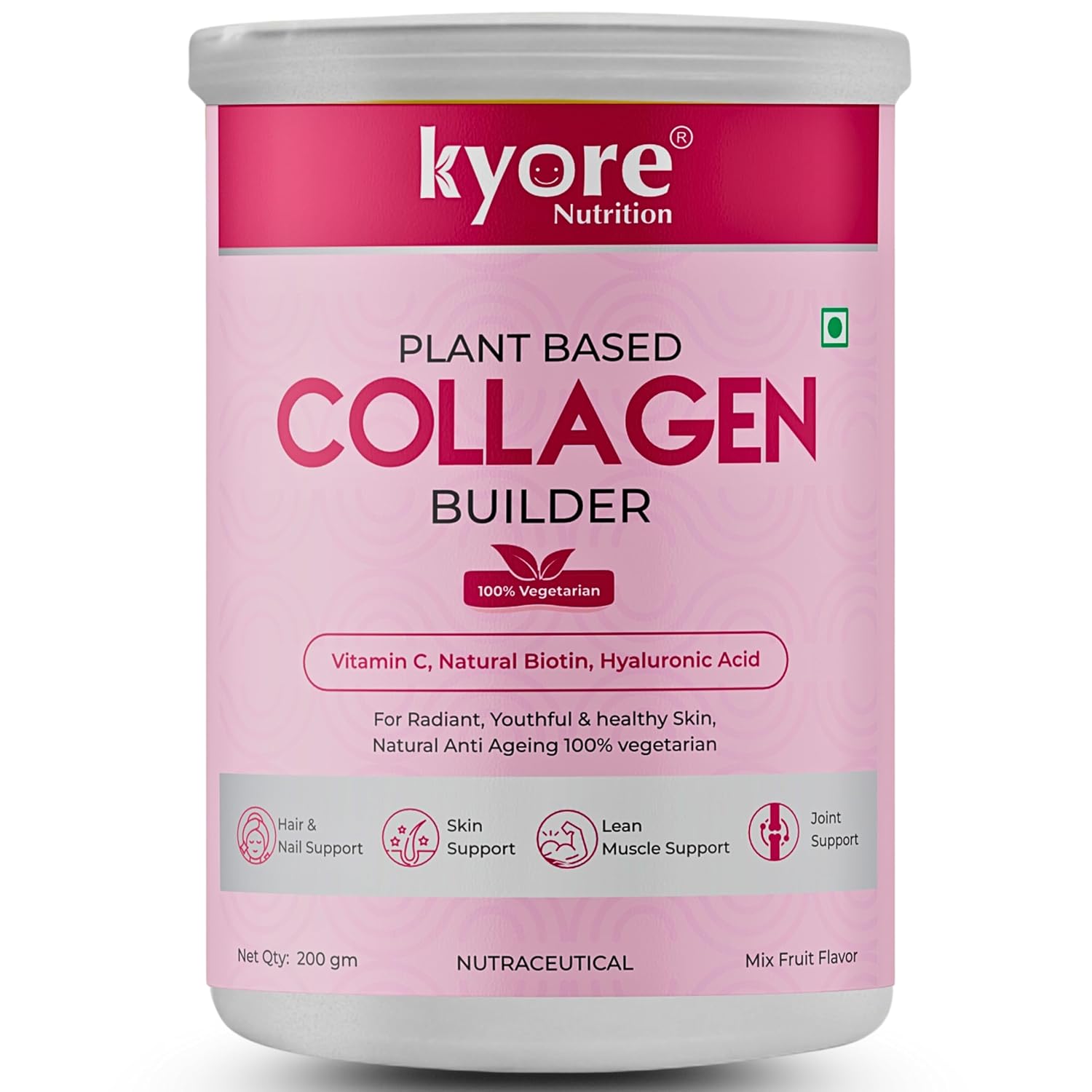 Kyore Nutrition Plant Based Collagen Supplement Powder with Sea Buckthrone Extract 200gm | Glowing Skin | Pure Hydrolysed ...