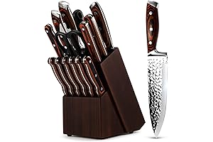Japanese Kitchen Ultimate Knife Set: 15-Piece Knife Block Set With Wooden Self...