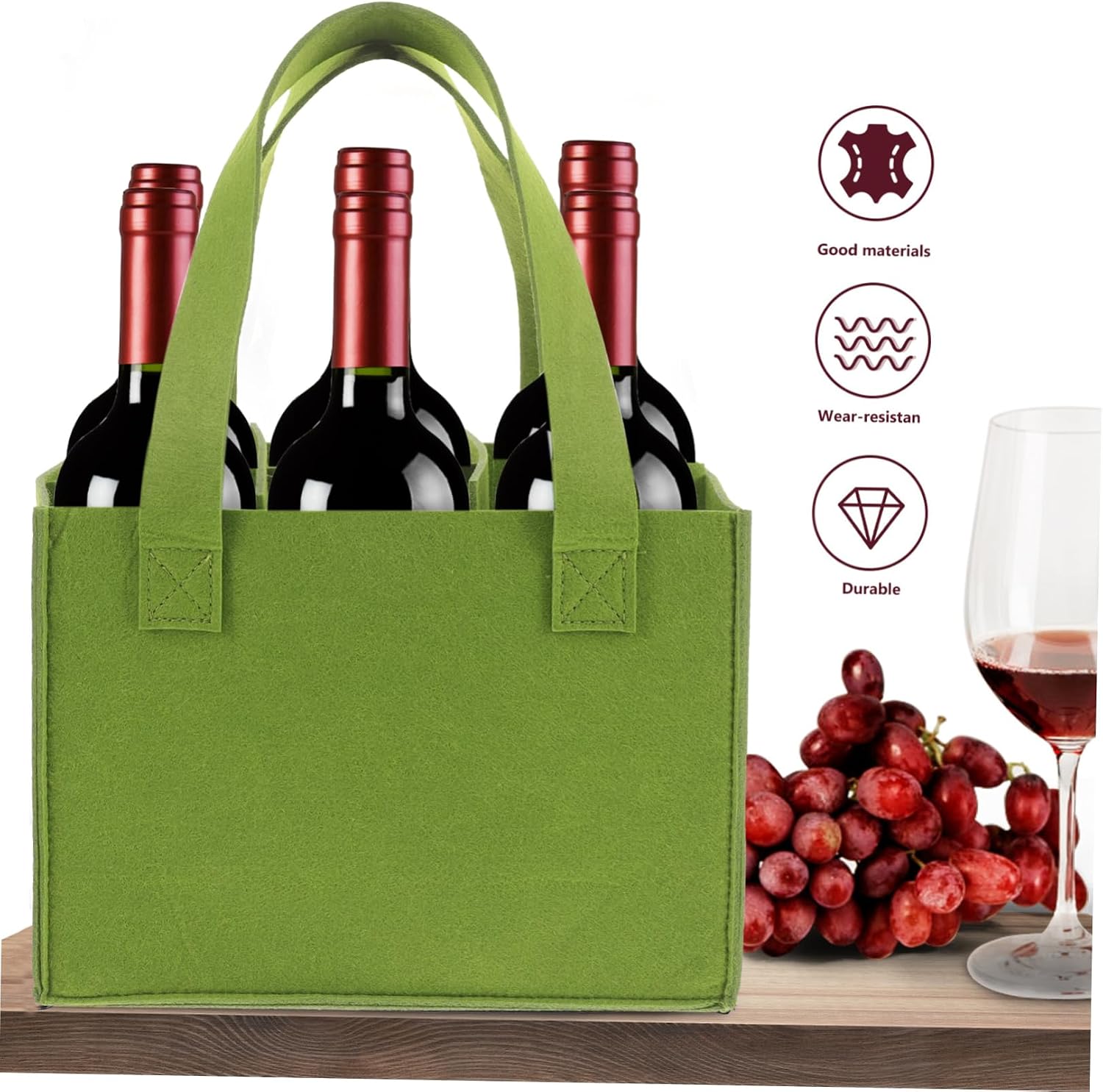 Insulated Wine Bottle Bag Portable Carrying Case Divided Sections Decorative Storage Bag for Wine