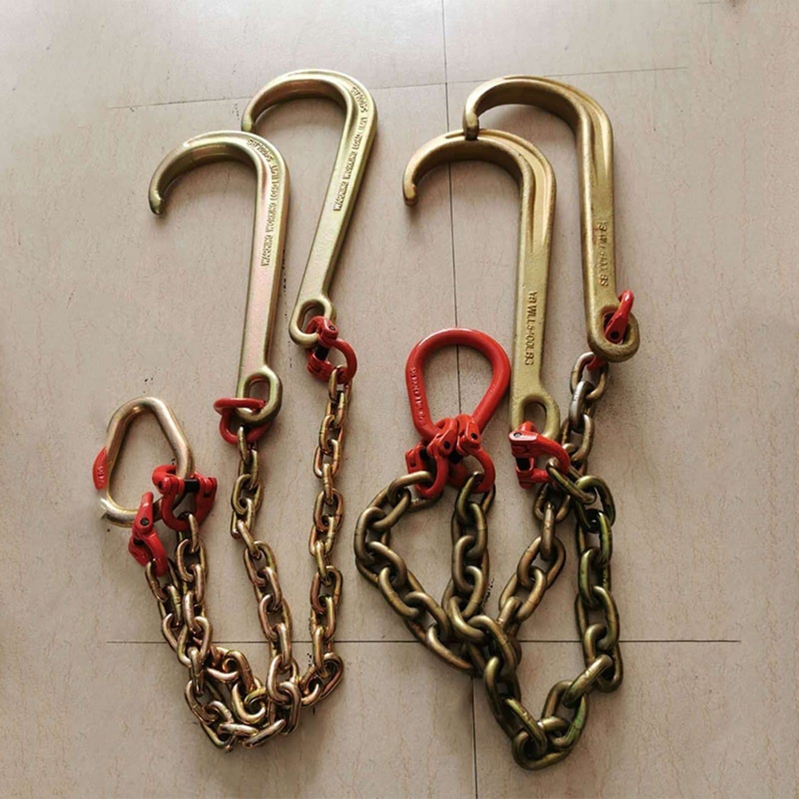 Ostacolo Auto Gancio A J A Gambo Lungo, Catena di Traino per Trasporto 5T con 2 Ganci di Presa, Catena di Traino per Trasporto, Lunghezza Catena 1 M(5T Chain+Double Hook)
