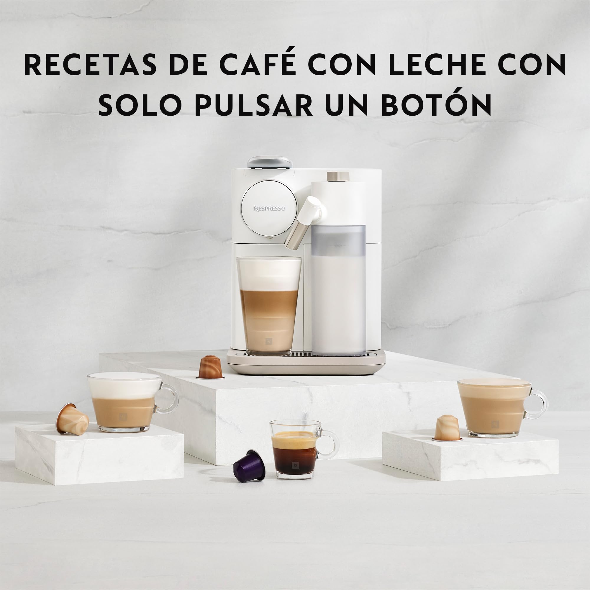 De'Longhi Nespresso Gran Lattissima EN640.W, Cafetera Automática, Cafetera de Cápsulas Monodosis, Leche Espumada Automática, Presión 19 Bares, Cappuccino, Latte, 1400W, Blanco Fresco Vitalidad