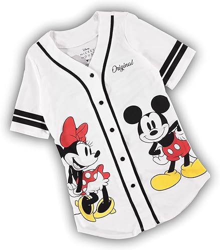 Miniatura 6 de Disney Camiseta de béisbol de Mickey Mouse con botones para mujer, diseño de Mickey y Minnie Mouse