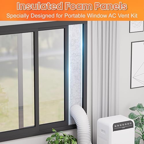 Miniatura 9 de GCGOODS Paneles de espuma aislados para aire acondicionado portátil, kit de ventilación de ventana, paneles laterales de aislamiento para ventanas