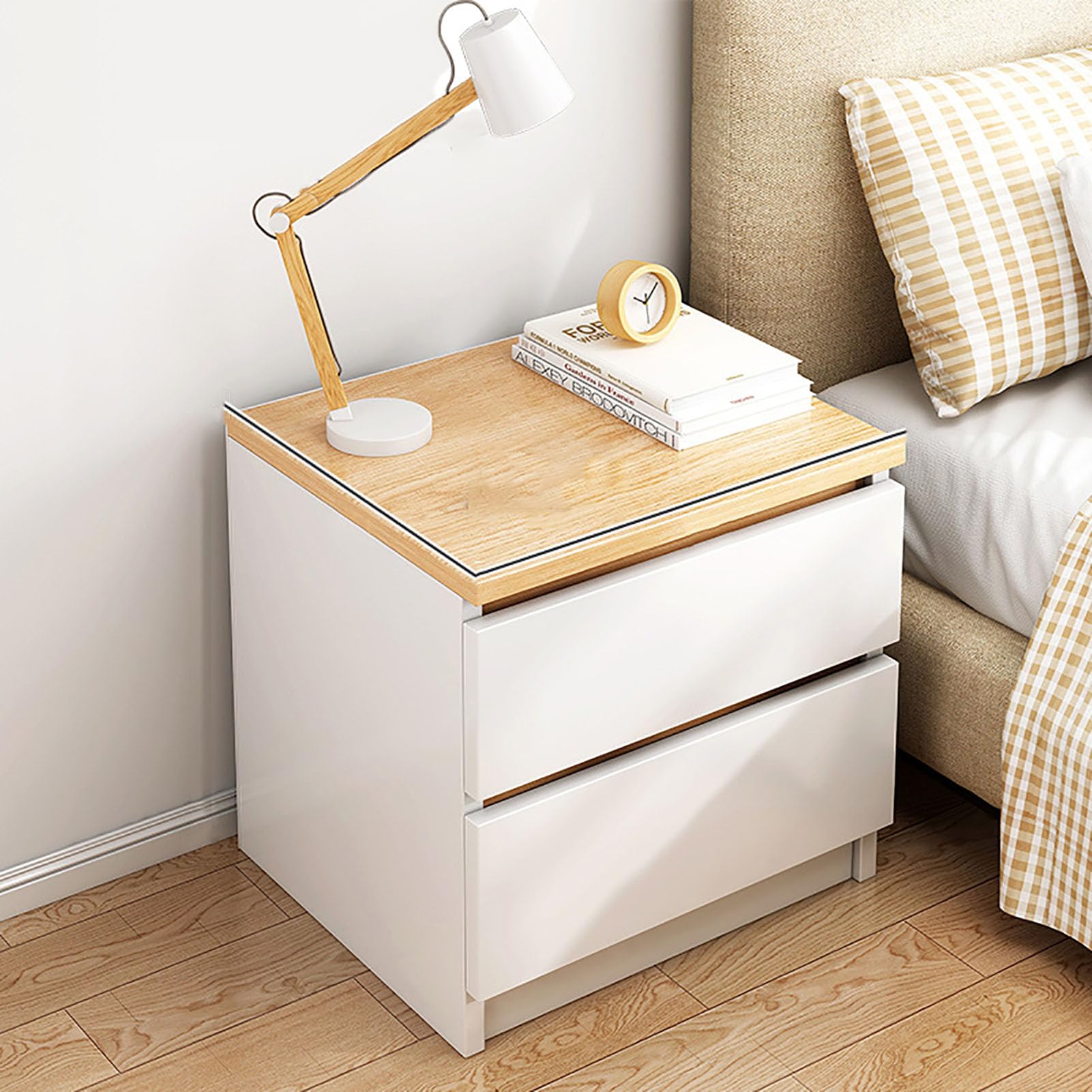 SXZenSpace Modern Wood Nightstand, Simple Bedside Table Creative with Drawer End Side for Bedroom Living Room Nursery,A,40x30x41cm(16x12x16inch)