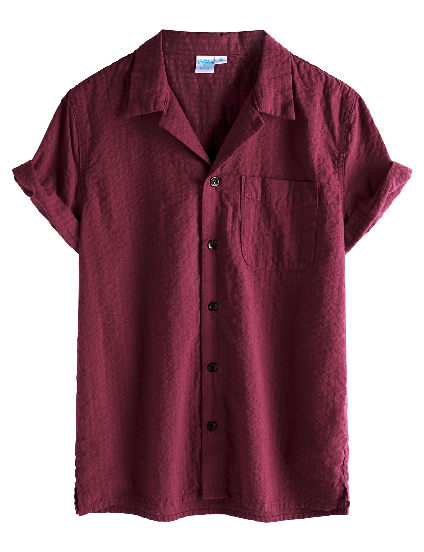 VATPAVE Boys Button Down Shirt Short Sleeve Casual Hawaiian Shirt Cuban Collar Summer Beach Shirts with Pocket