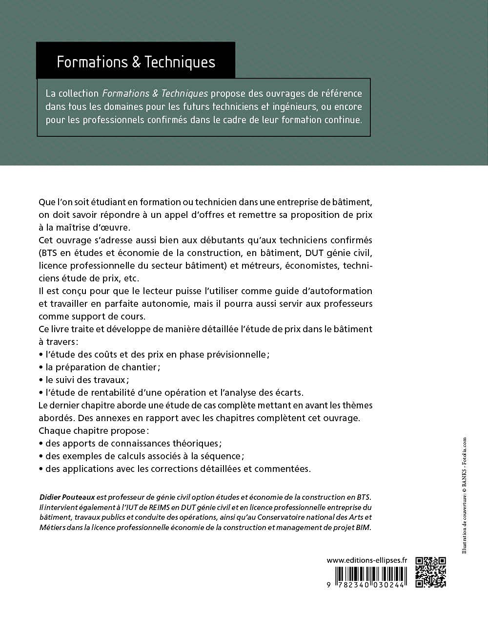 L’étude de prix dans le bâtiment - Avant, pendant et après les travaux – Cours, cas pratiques et exercices corrigés (BTS Étude et économie de la ... DUT Génie civil, Licence professionnelle)