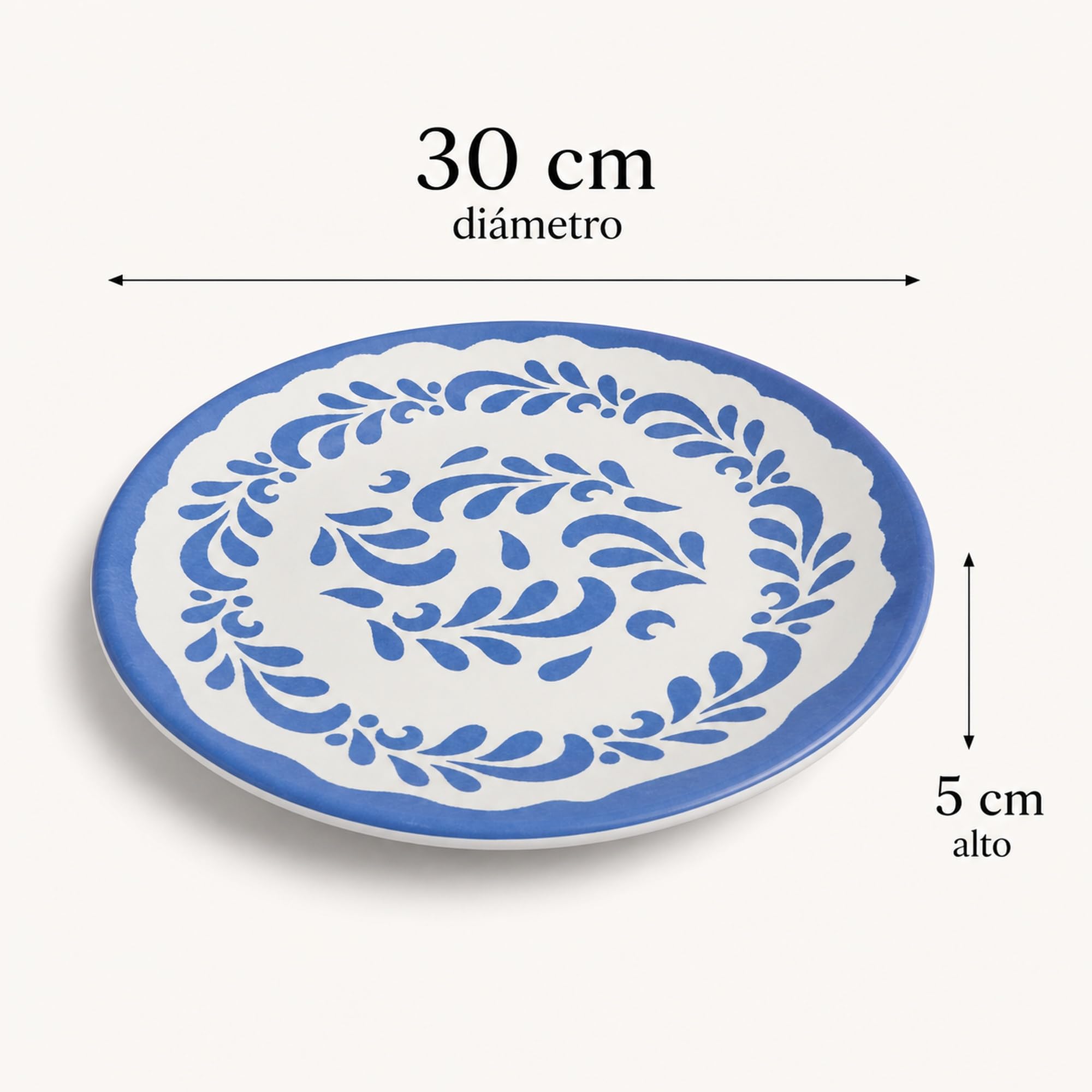 Plato llano de melamina pack de 4, platos de 30 cm para mesa diaria, comedor, terraza y presentación