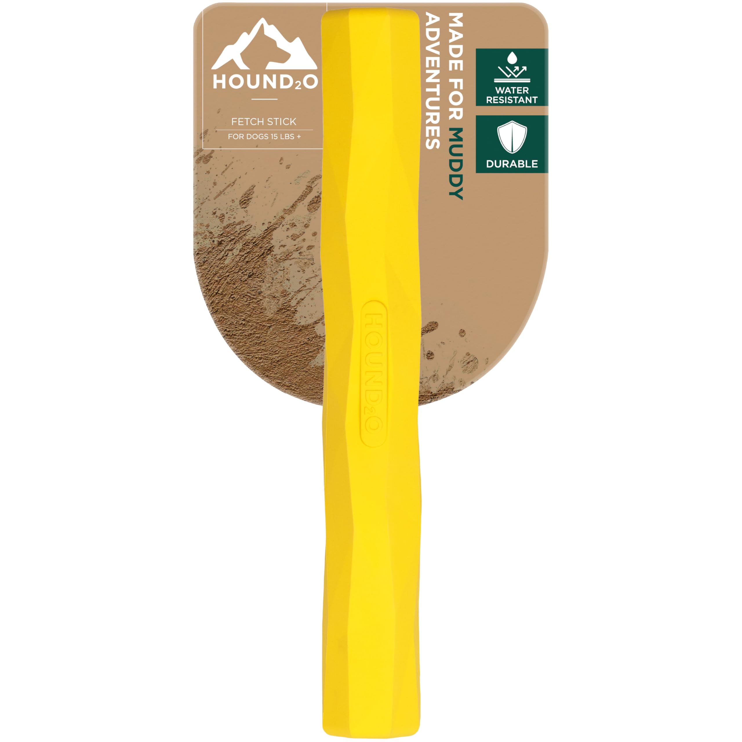 Playology Hound2O Dog Toys | Fetch Stick Toy for Dogs, Yellow | Durable Rubber Outdoor Toy - Easy to Clean and Made from Non Toxic Materials