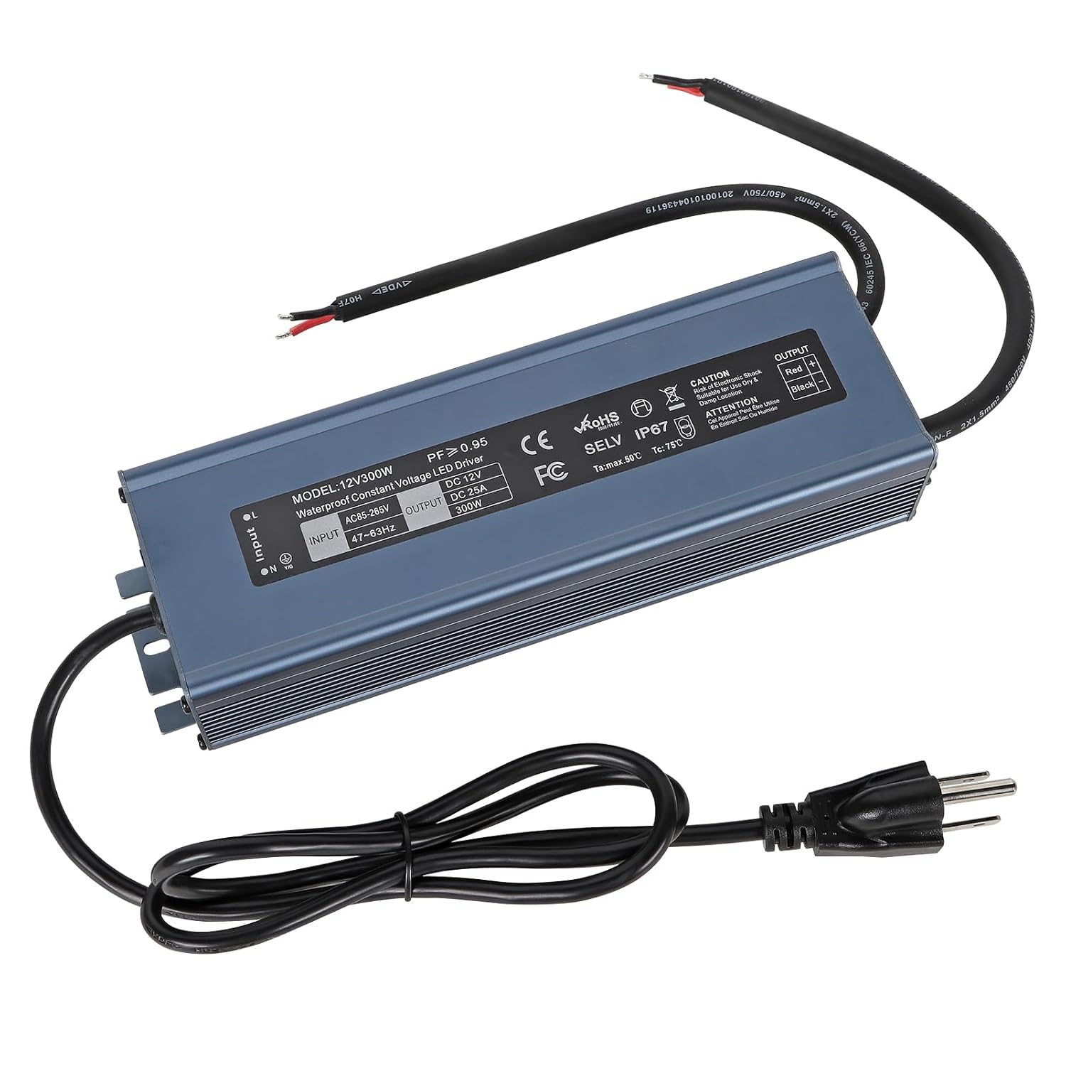 Power Supply 12v LED Driver: 100 Watts Low Voltage Transformer 110 Volt DC to 12V AC Converter for Outdoor LED Light - IP67 Waterproof Power Adapter with Plug Cable for Strip Light Landscape Lighting