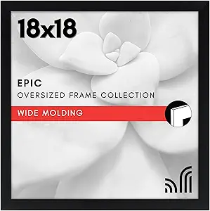 Americanflat 18x18 Picture Frame with Polished Plexiglass - Epic Collection - Square Picture Frame with Engineered Wood - Wide Photo Frames for Wall display - Black