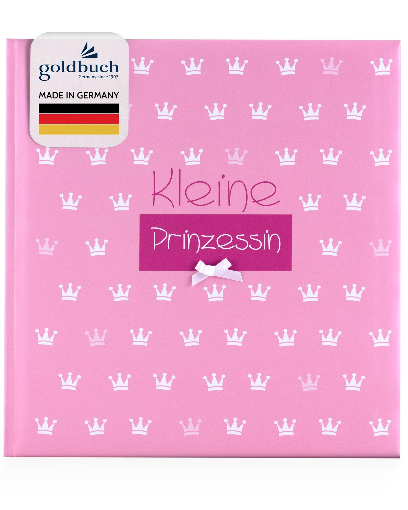 goldbuch 15087 Babyalbum Kleine Prinzessin, 30 x 31 cm, Baby Fotoalbum mit 58 weißen Blankoseiten & 4 illustrierten Seiten und Pergamin-Trennblättern, Kunstdruck mit Relieflack & Accessoires, Rosa