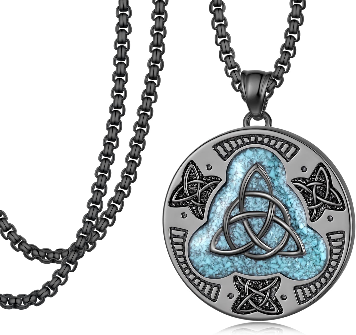 Celtic Knot Necklace for Men 925 Sterling Silver Protection Amulet Necklace Trinity Knot Pendant Gift