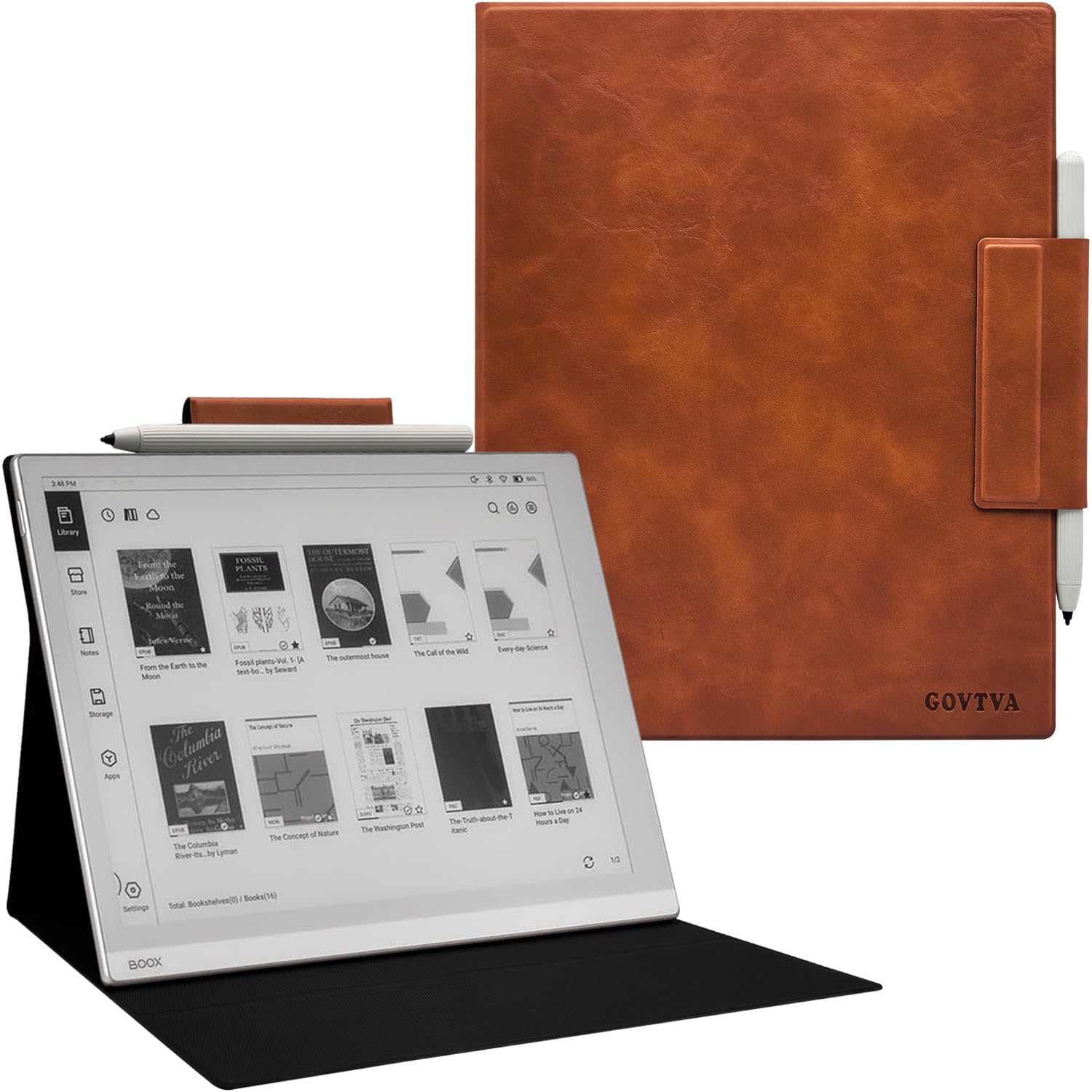 Custodia magnetica con supporto per tablet Onyx Boox Go 10.3 (2024), ultra sottile e leggera, in pelle con fibbia magnetica, funzione sleep/wake automatica, chiusura magnetica (marrone)