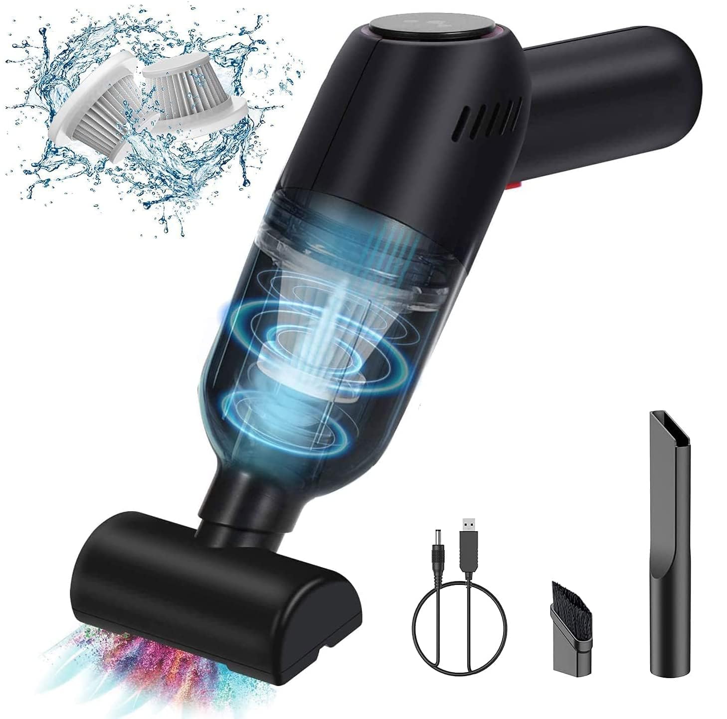 Handheld Wireless Vacuum Cleaner with 9000 pa, Mini Wet Dry Vacuum Cleaner Rechargeable for Car, Home, Office, Pet Hair Travel Cleaning