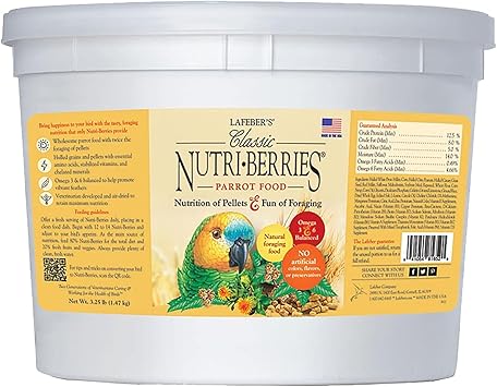 LAFEBERS Classic Nutri-Berries Pet Bird Food, for Parrots, 3.25 lb | NUTRITIONALLY COMPLETE FORAGING PARROT FOOD formulated by top avian veterinarians and avian nutritionists