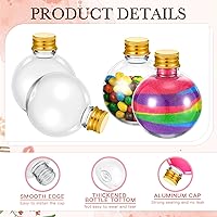 Vista 3 de 48 botellas de plástico para poción con tapas, botellas redondas de arena de 3.4 onzas, recipientes esféricos de plástico transparente, bolas