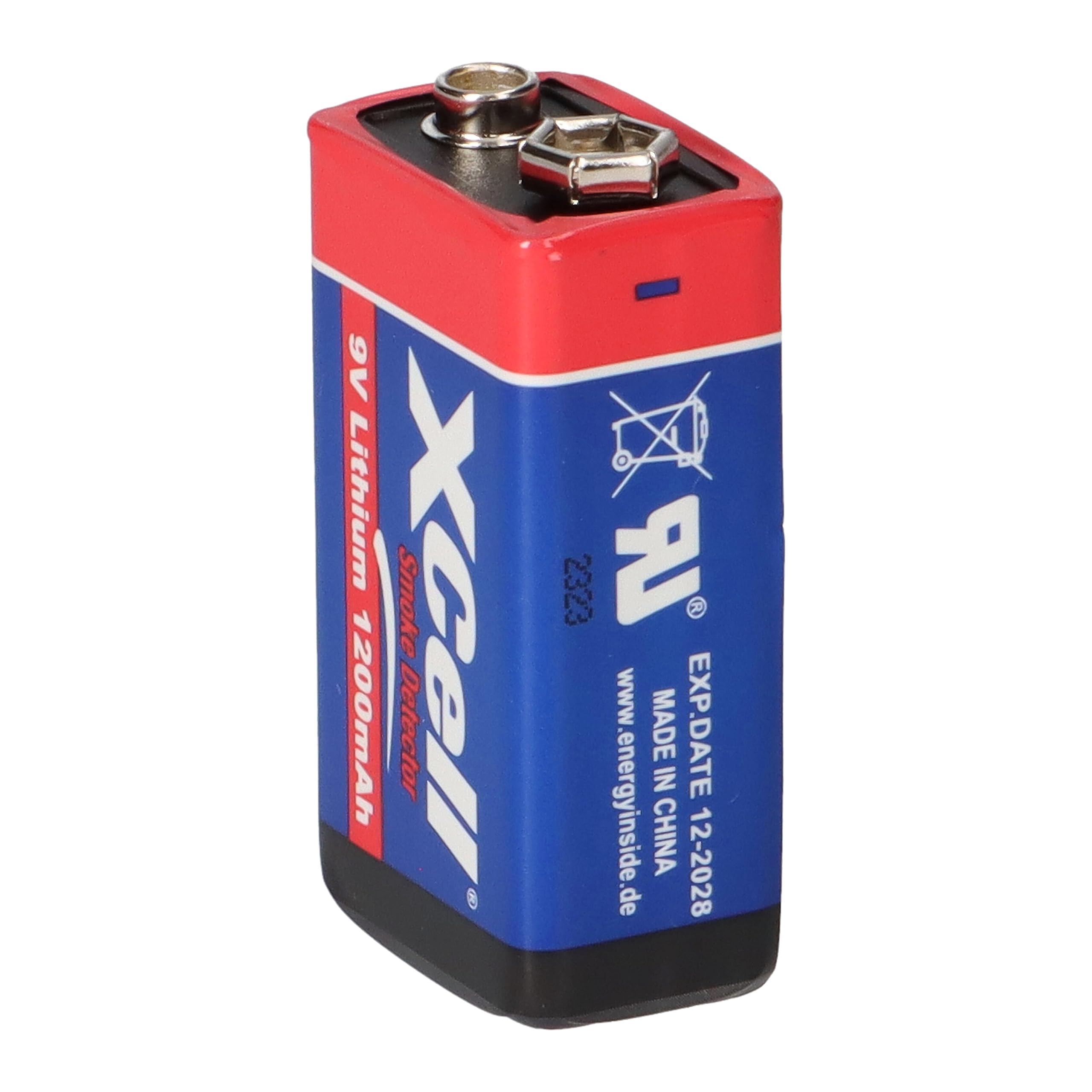 2 pilas de litio de 9 V de 1200 mAh, 9 V E-Block (U9VL, CR-9V, 6LR61) para 10 años, ideal para, por ejemplo, detectores de humo, detectores de fuego, medidores, micrófonos, etc. Juego de baterías (2
