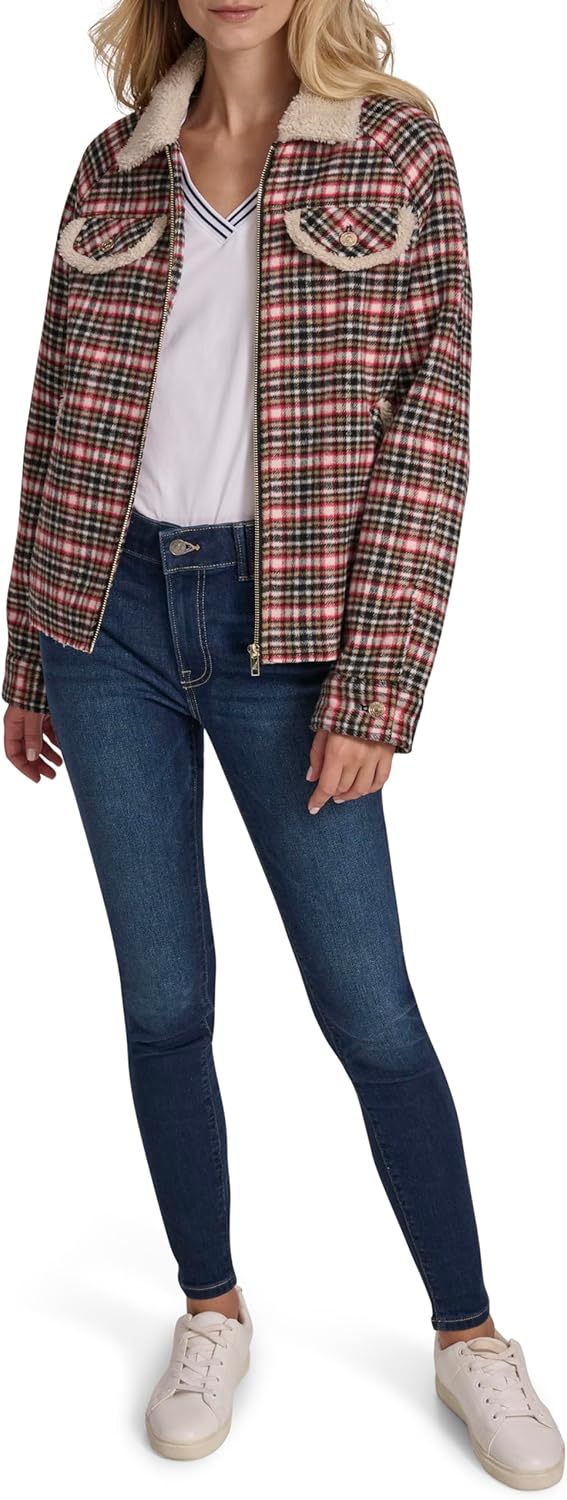 Nautica Women's Long Sleeve Plaid Zipup Fleece