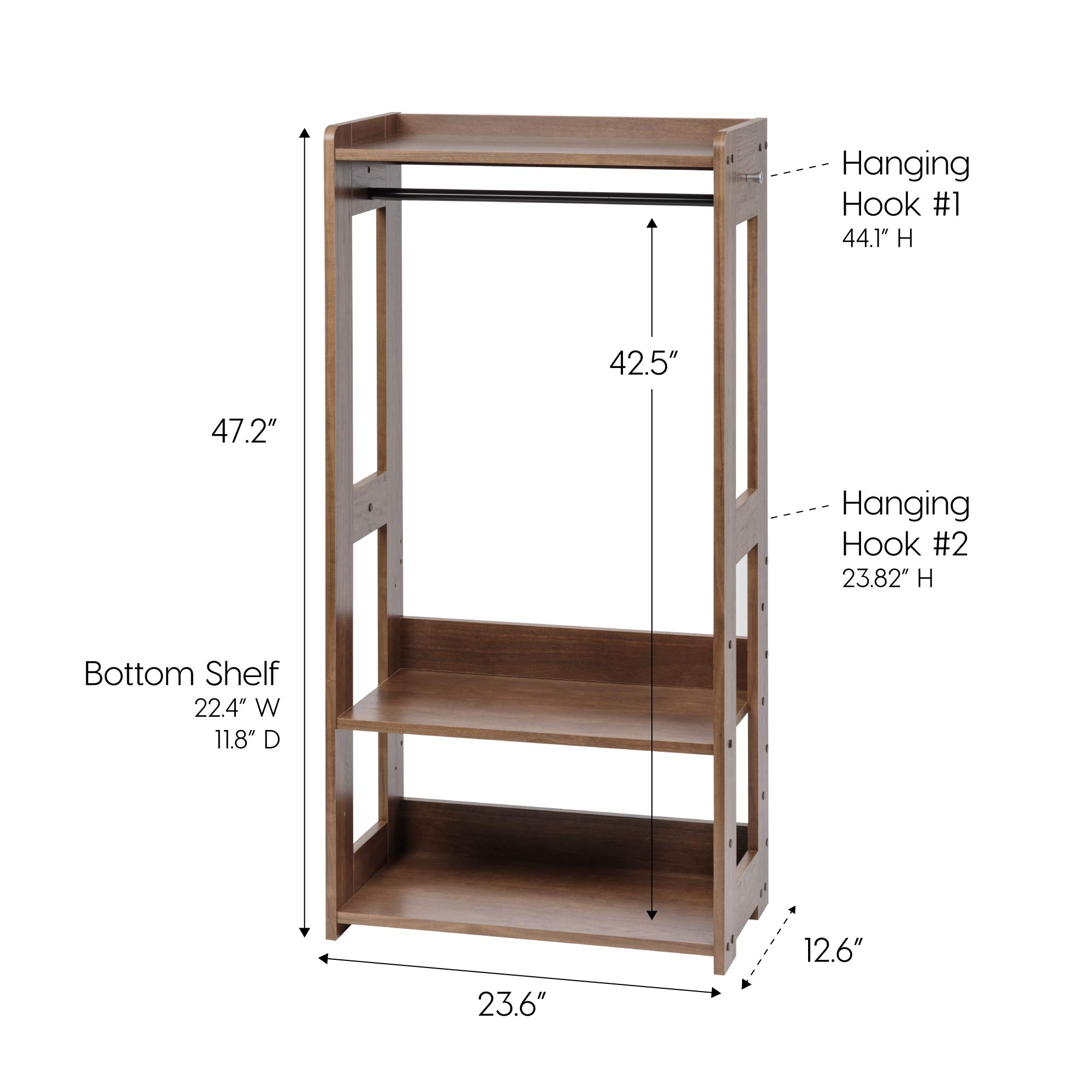 IRIS USA Small Open Wood Clothing Rack for Small Spaces, Clothes Rack