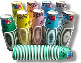 Kit completo 200 bicchierini di carta da caffè 66 ml bio compatibili in carta tenuta perfetta Ecologici Biodegradabili Monouso Piccoli Asporto Bevande Calde (200 bicchieri colore assortito)