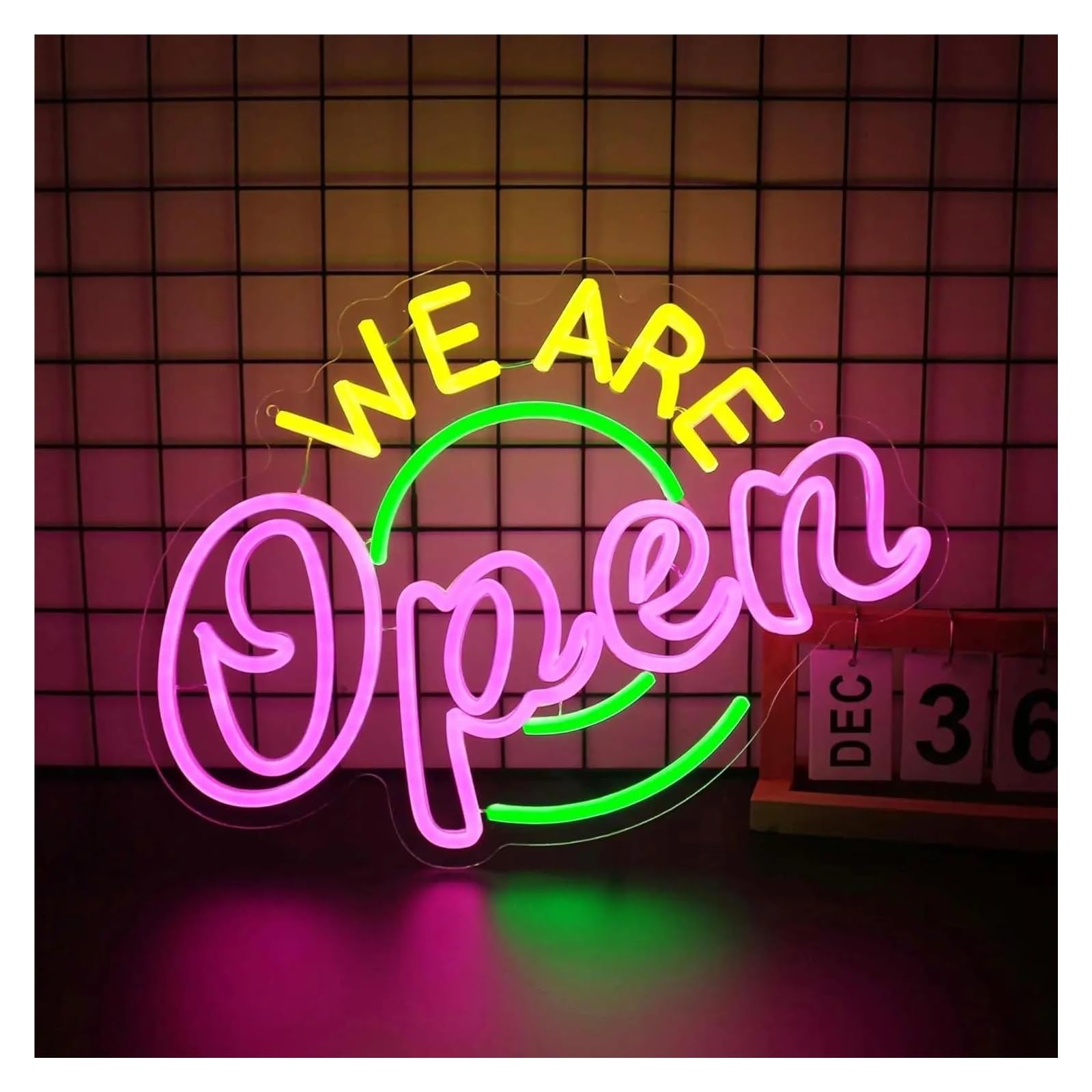 XENITE Hanging Art Neon Signs We are Open Neon Sign Wall Decor with Dimmable for Business Restaurant Cafe Club Party Bar Shop 42.5x31.4cm