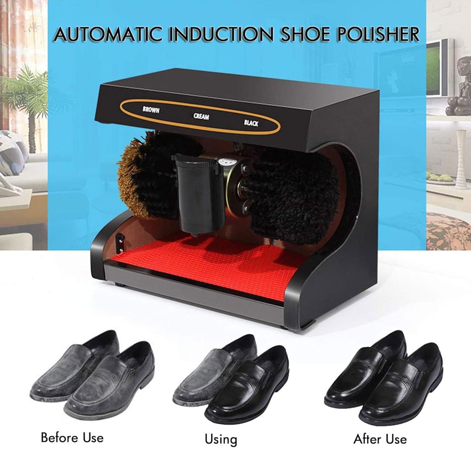 Lucidatrice a Induzione Completamente Automatica, Macchina per Lucidatura Scarpe Elettrica, Piastra in Acciaio Inossidabile Ispessita per Ingresso Commerciale della Hall Dell'hotel