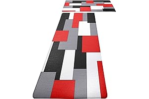 Vibrant Red and White Kitchen Rug Set for Comfort and Style